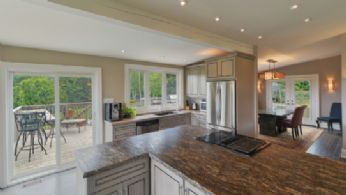 Kitchen Overlooking Dining Room - Country homes for sale and luxury real estate including horse farms and property in the Caledon and King City areas near Toronto
