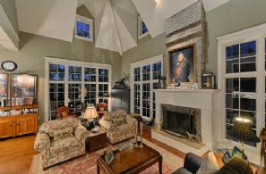 Living Room Fireplace - Country homes for sale and luxury real estate including horse farms and property in the Caledon and King City areas near Toronto